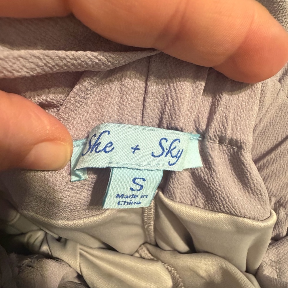 She + Sky Cream Wide-Leg Pants Size S - Picture 5 of 13